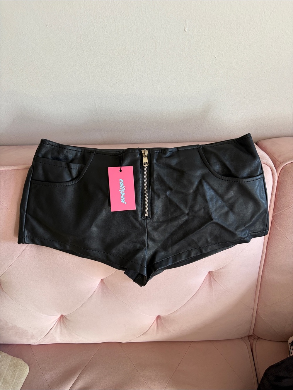 Edikted Faux Leather Micro Shorts